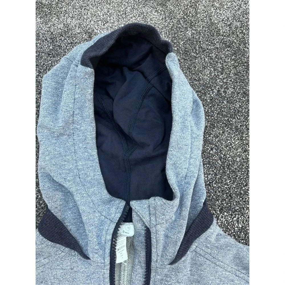 Ivivva Lululemon Girls Heather Gray‎ & Navy Hooded Short Sleeve Pullover Size 7